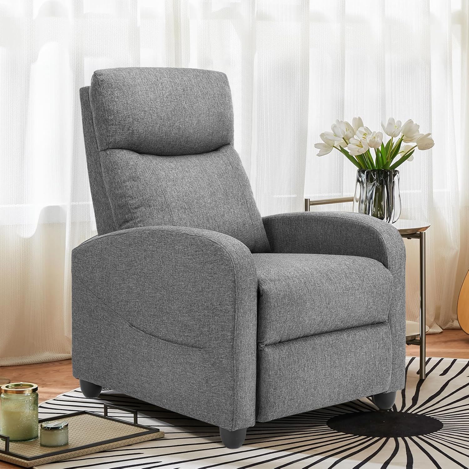 Swivel high-back rocking chair with footrest padded glider baby chair with comfortable deep seat
