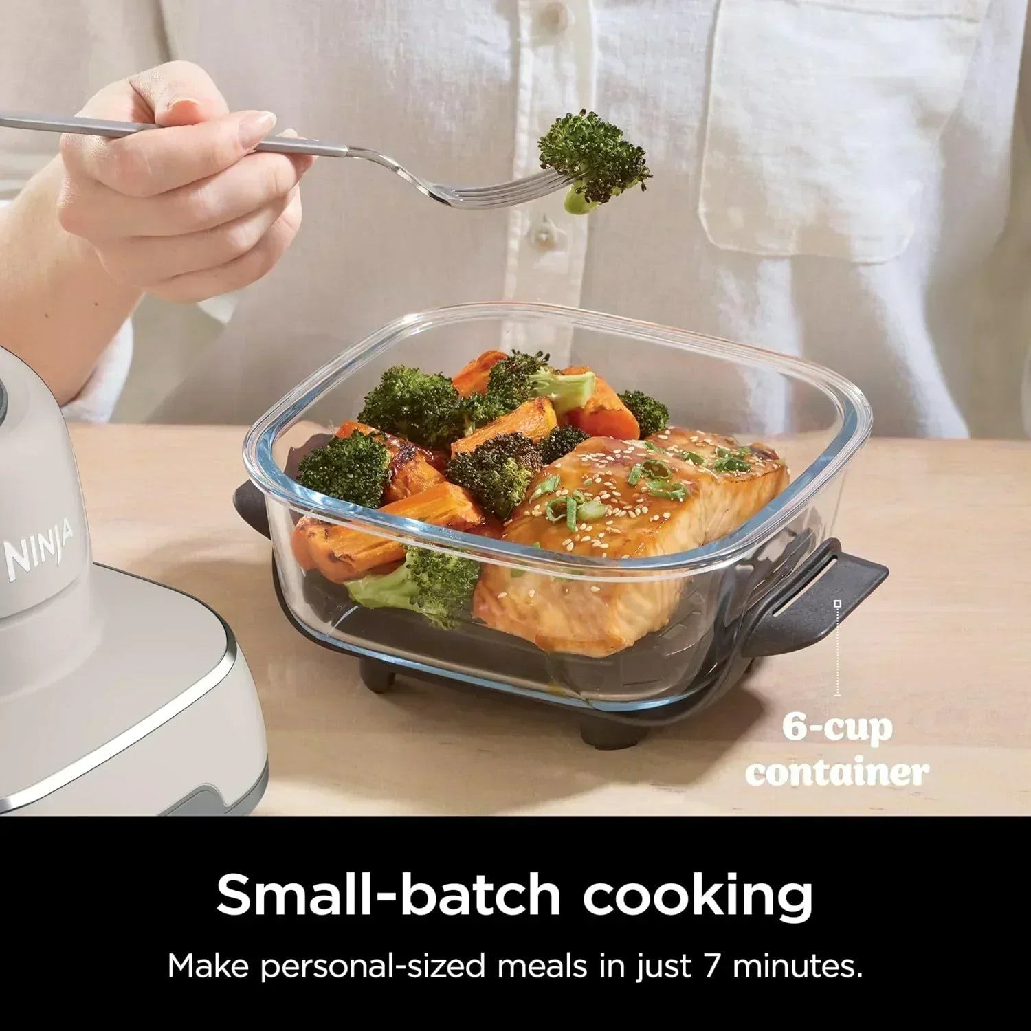 Ninja Crispi 4 in 1 Portable Glass Air Fryer Cooking System 4QT 6 Cup TempWare Glass Containers