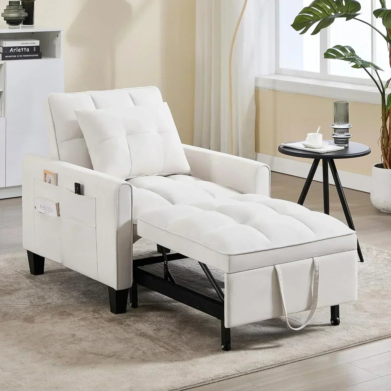 Convertible Sleeper Chair 3 in 1 Sleeper Chair Bed Pull Out Sofa Bed Chairs Velvet Single Sofa