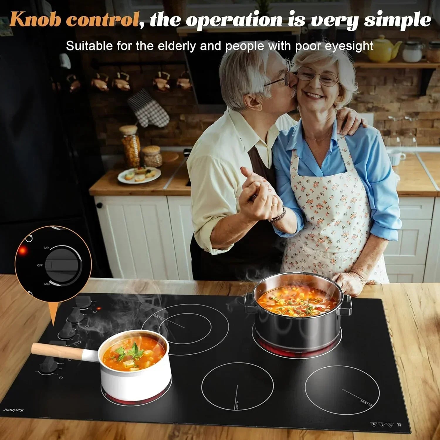 Karinear 30 Inch Electric Cooktop 4 Burners Built-in Ceramic Cooktop Radiant Electric Stove Top