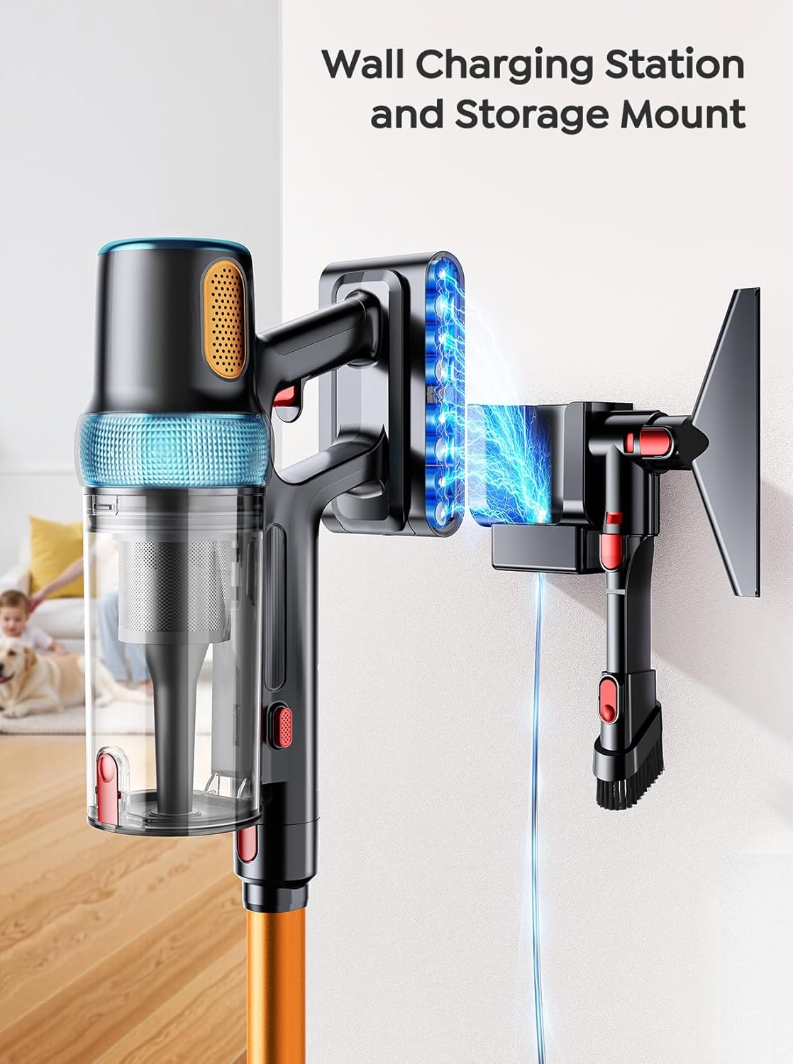 Cordless Vacuum Cleaner, 650W 55KPA 70Mins Vacuum Cleaners for Home, Upgraded Stick Vacuum with 3.3Ft Extendable Hose, LED Touch Screen, Wall Charging Station, Auto Mode for Carpet Pet Hair Hard Floor