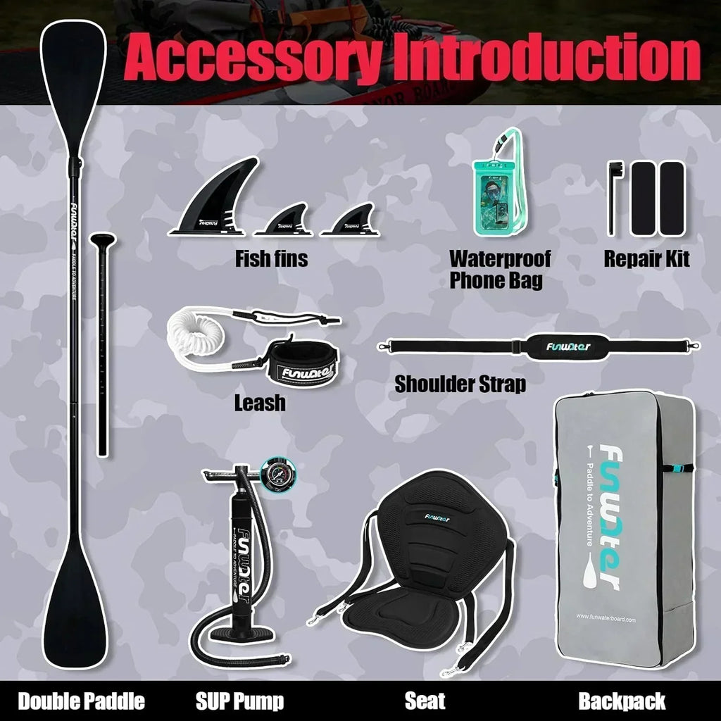 FunWater Inflatable Stand Up Paddle Board Premium SUP Paddle Accessories EVA Deck