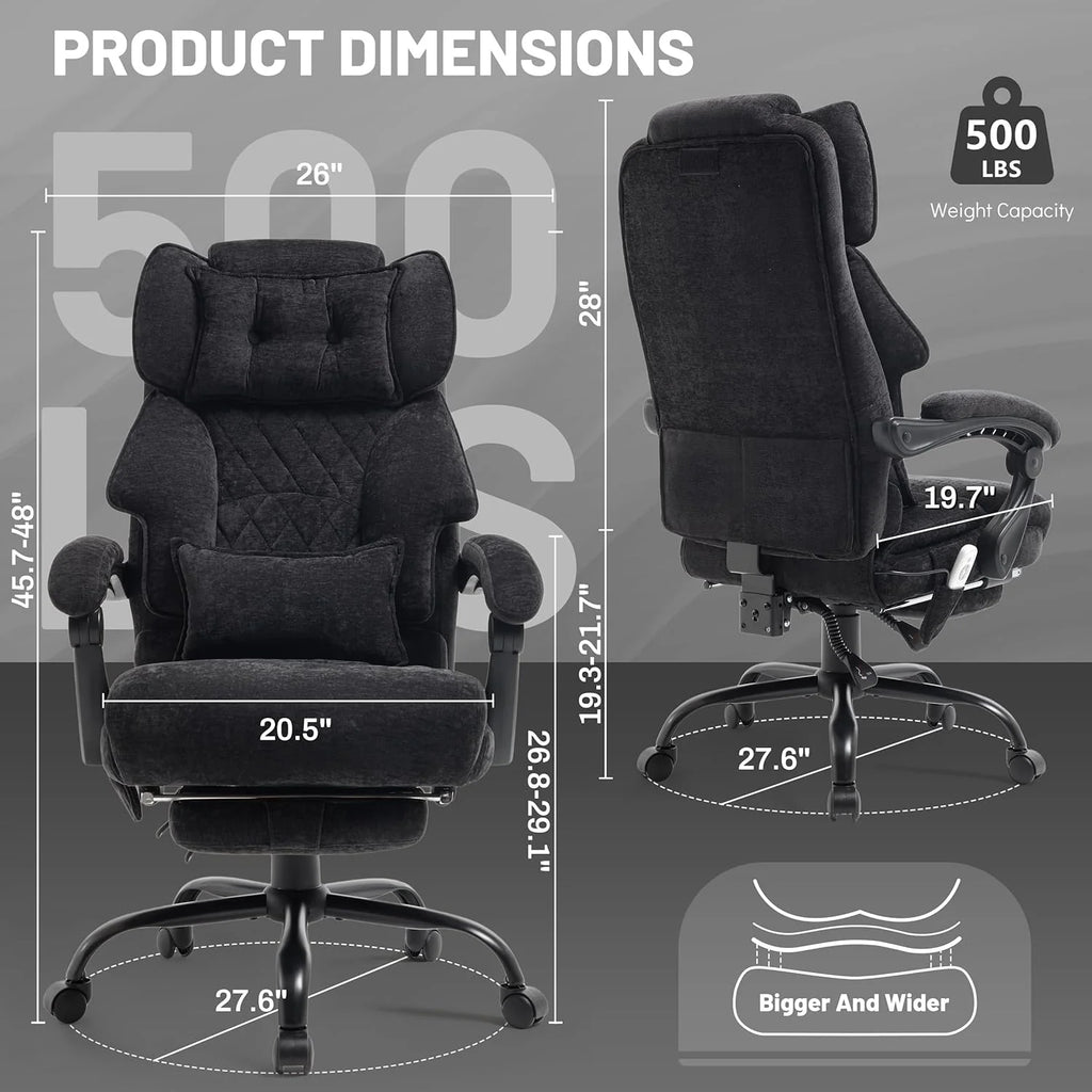 Massage Office Chair with Footrest, Large and Tall Leather Office Chair 500 lbs