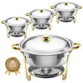 Chafing Dishes for Buffet 4 Pack 6QT Round Chafing Dishes Stainless Steel Chafing Dish Buffet Set