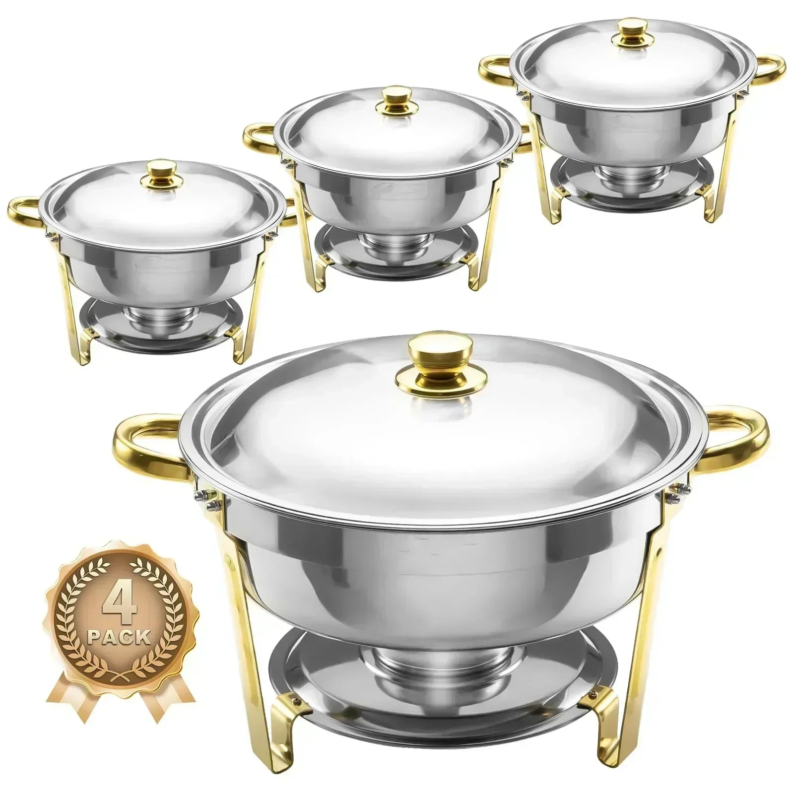 Chafing Dishes for Buffet 4 Pack 6QT Round Chafing Dishes Stainless Steel Chafing Dish Buffet Set