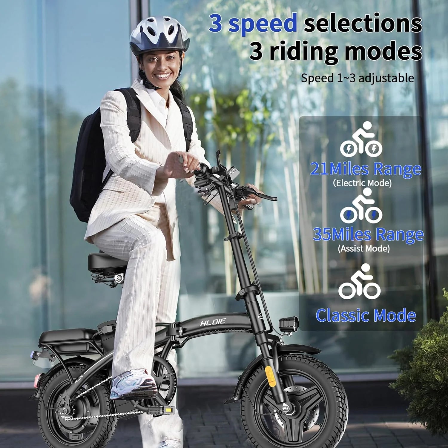 HLOIE Folding Electric Bike for Adults, Peak 750W Motor,23MPH Max Speed Foldable Electric Bicycles,14 Ebike