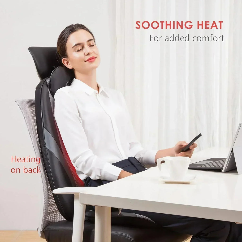 Snailax Shiatsu Massage Cushion with Heat Massage Chair Pad Kneading Back Massager for Home