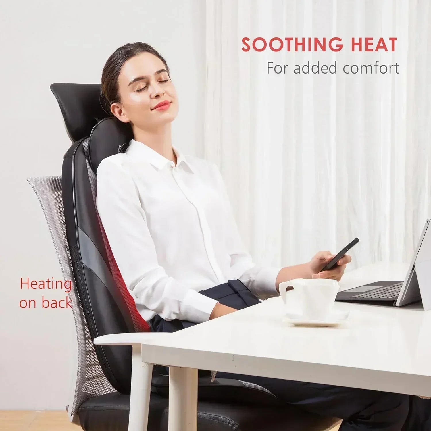 Snailax Shiatsu Massage Cushion with Heat Massage Chair Pad Kneading Back Massager for Home