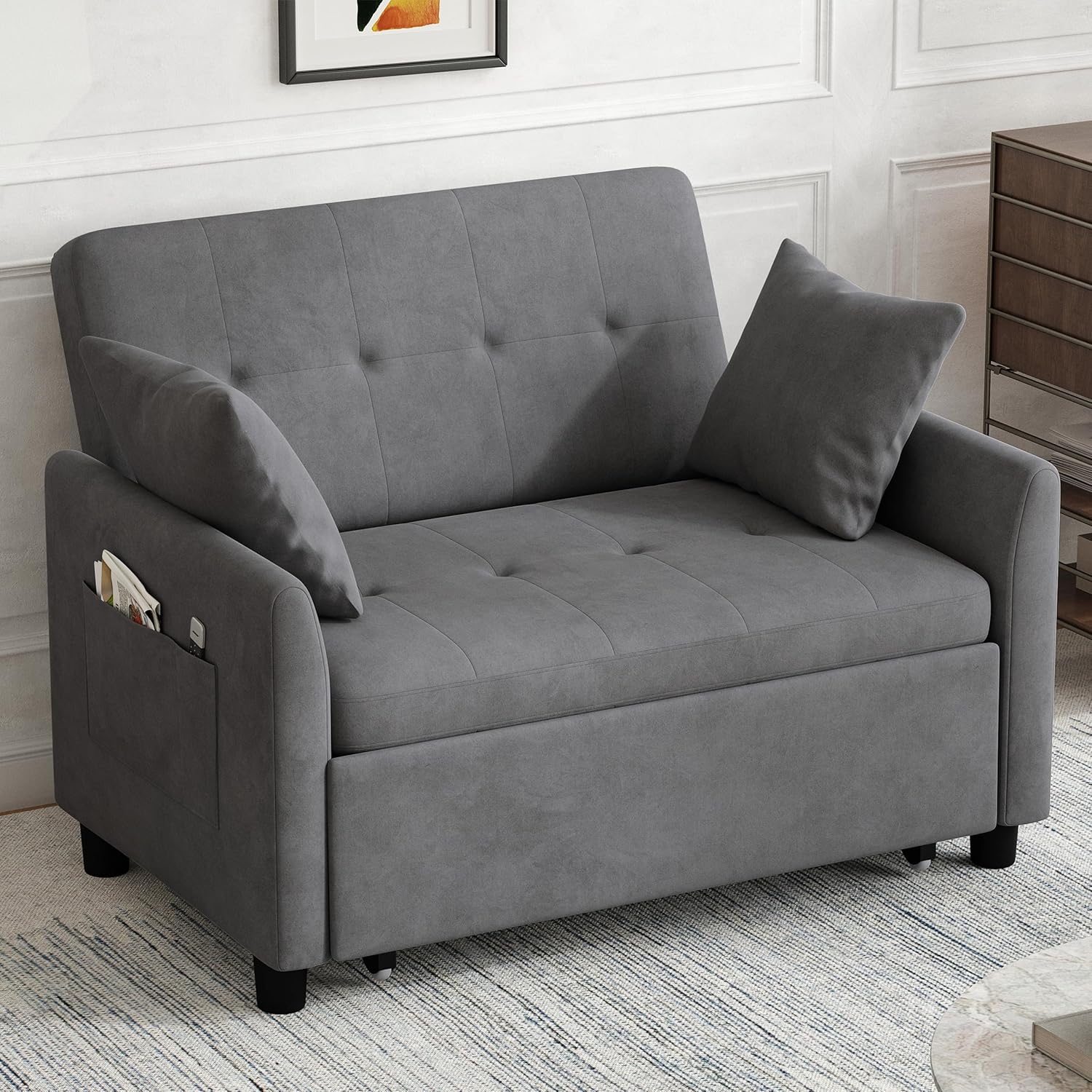 Sleeper Sofa Bed 3 in 1 Convertible Sleeper Couch Bed Pull Out Small Loveseat Sofa