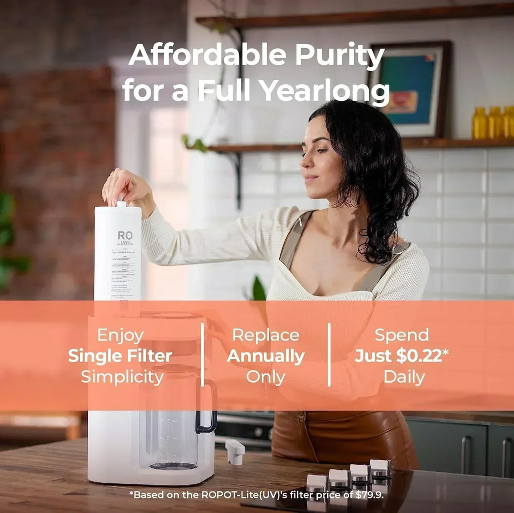 Bluevua RO100ROPOT-Lite(UV) reverse osmosis system countertop water purifier 7-stage purification