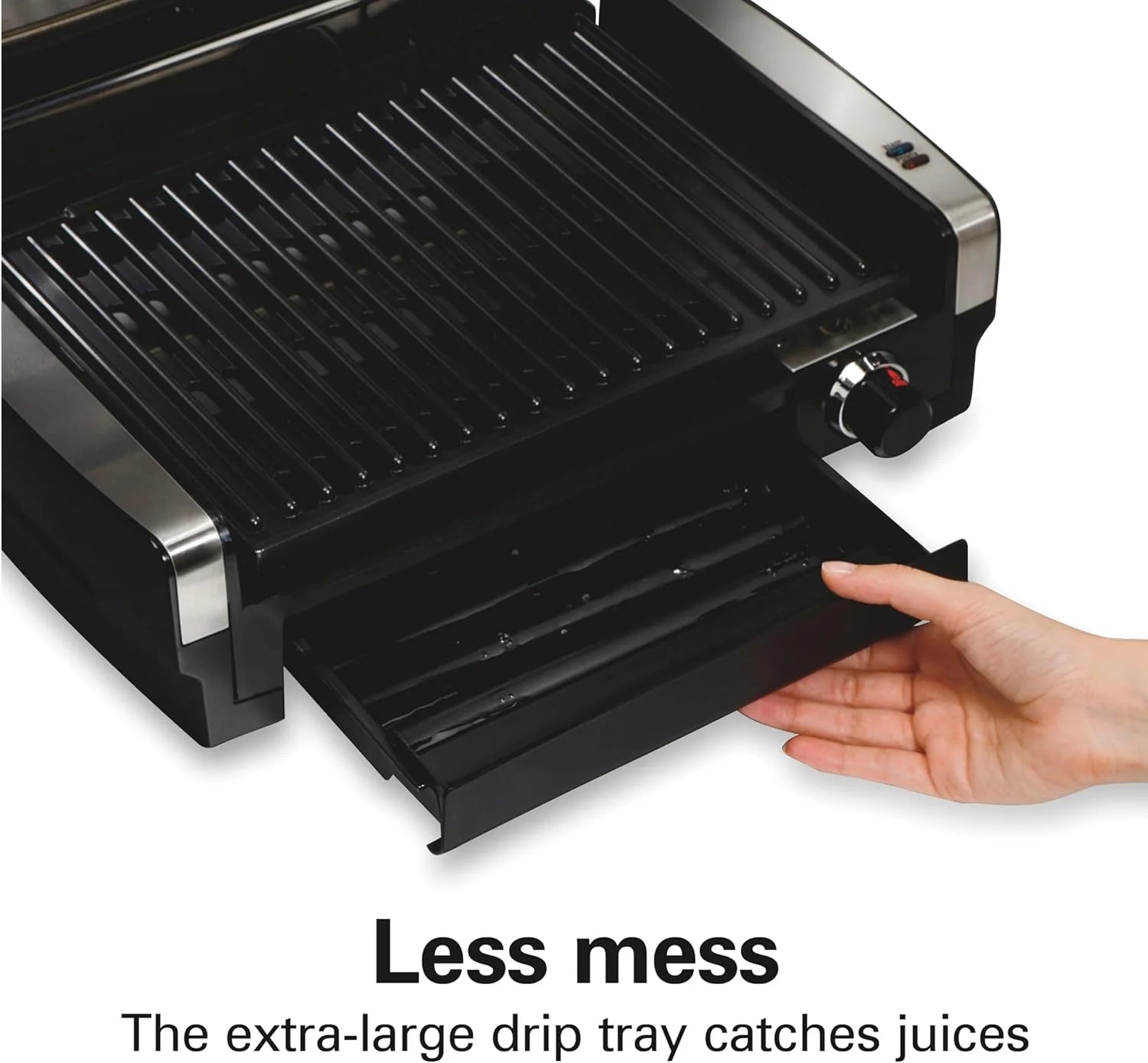 Indoor electric grill with viewing window, adjustable to 450��F, serves 6 people