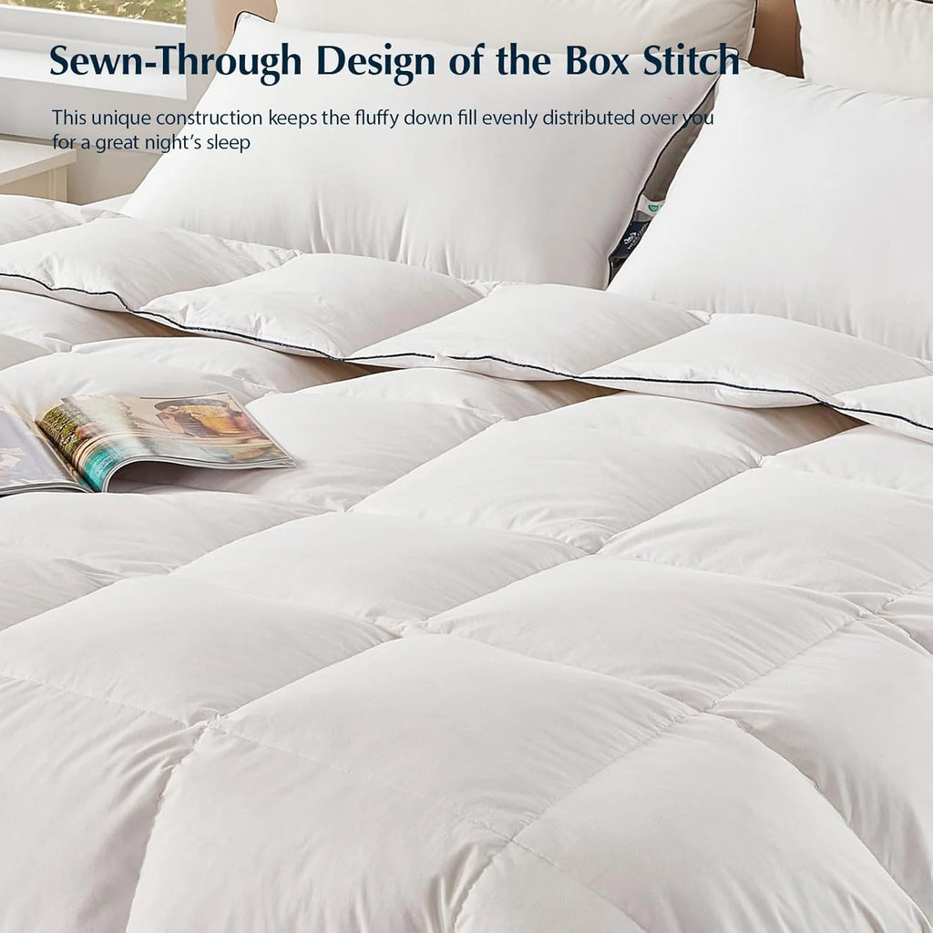Goose feather duvet queen size, 100% cotton super fluffy white duvet core, soft and breathable