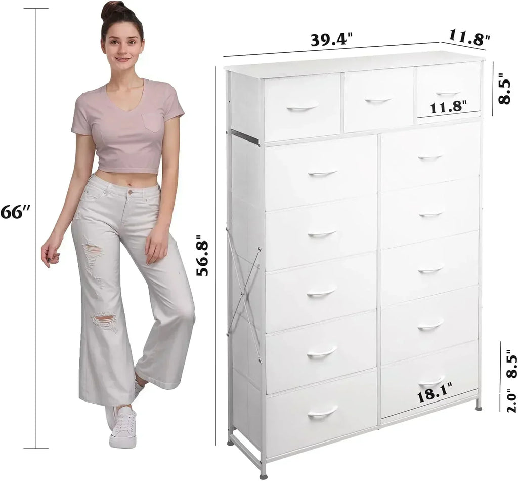 WLIVE Storage Organizer Unit with 13 Fabric Bins Storage Drawers Organizer with Steel Frame