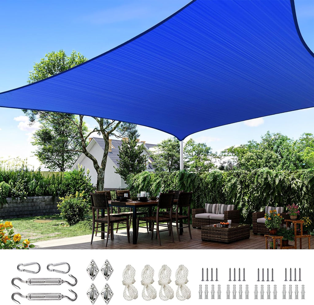 Quictent Sun Shade Sail for Patio, 185GSM Heavy Duty Rectangular Outdoor Sunshades UV Block Outside Canopy Cover for Backyard White and Grey Multi 20x26ft