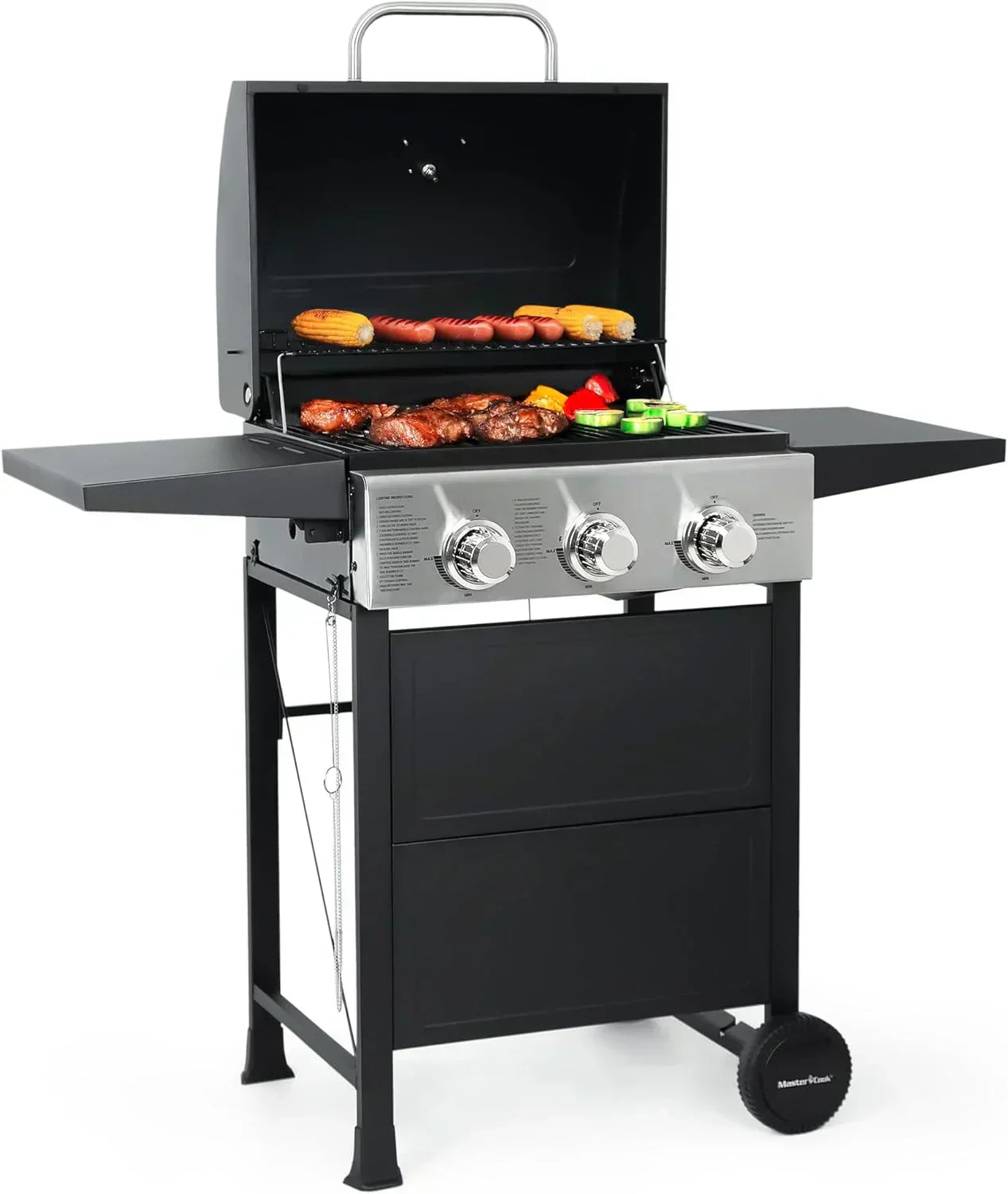 3 Burner BBQ Propane Gas Grill Stainless Steel 30,000 BTU Patio Garden Barbecue Grill