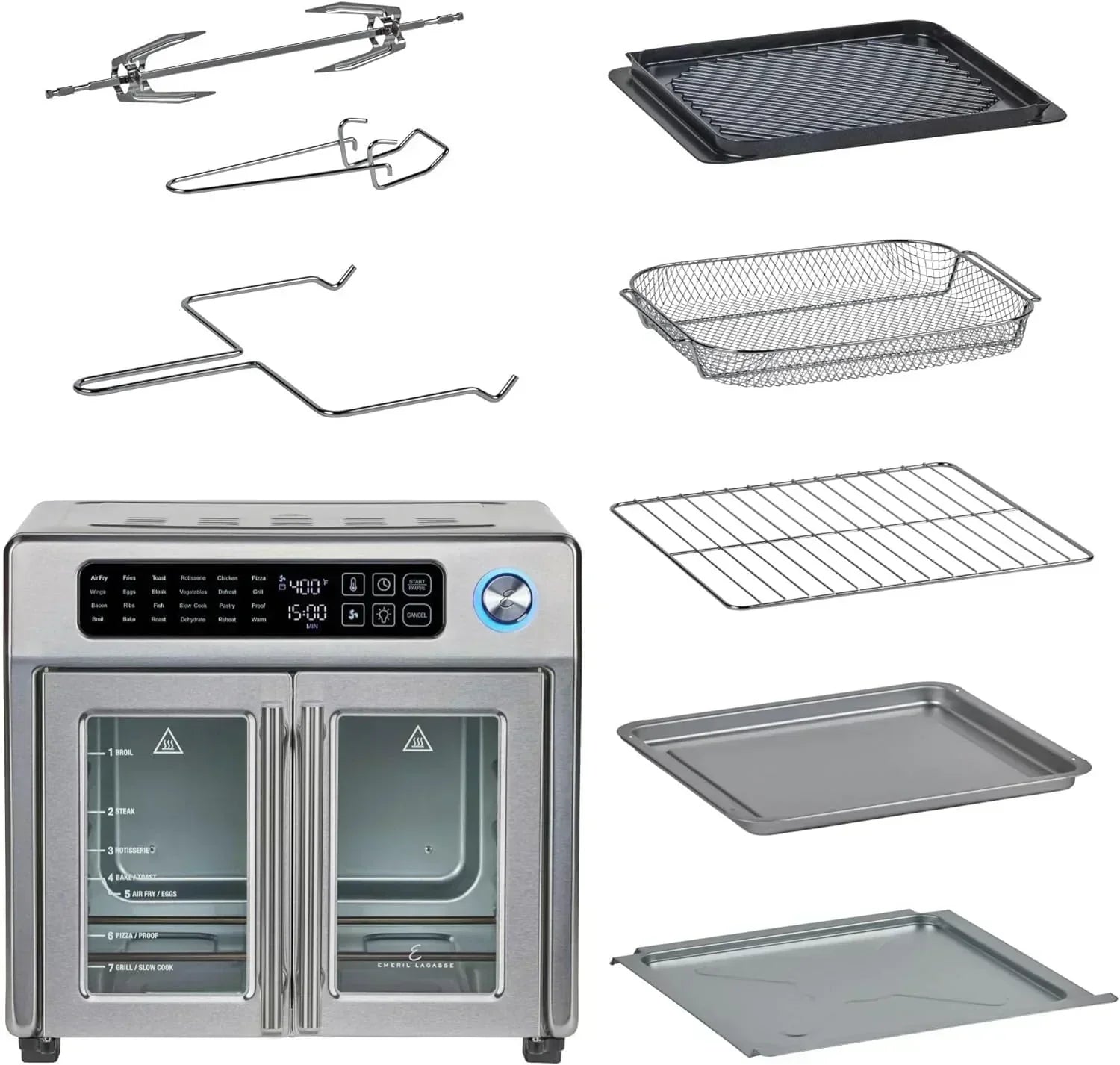 Extra Large French Door Air Fryer Toaster Oven Combo 24 Cooking Functions and Digital Controls