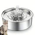 Automatic Pet Water Fountain 2L Stainless Steel Bowl with Filter and Quiet Pump for Cats and Dogs