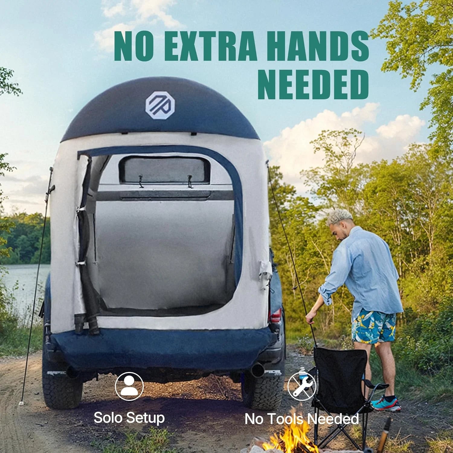 Niphean Truck Bed Tent 5.5ft-8ft for 2+1 People/Family, 2 Mins Fast Setup Inflatable Pickup Truck Tent, PU 3000mm Waterproof & High-Strength Windproof, Spacious Interior for Multi-Landscape