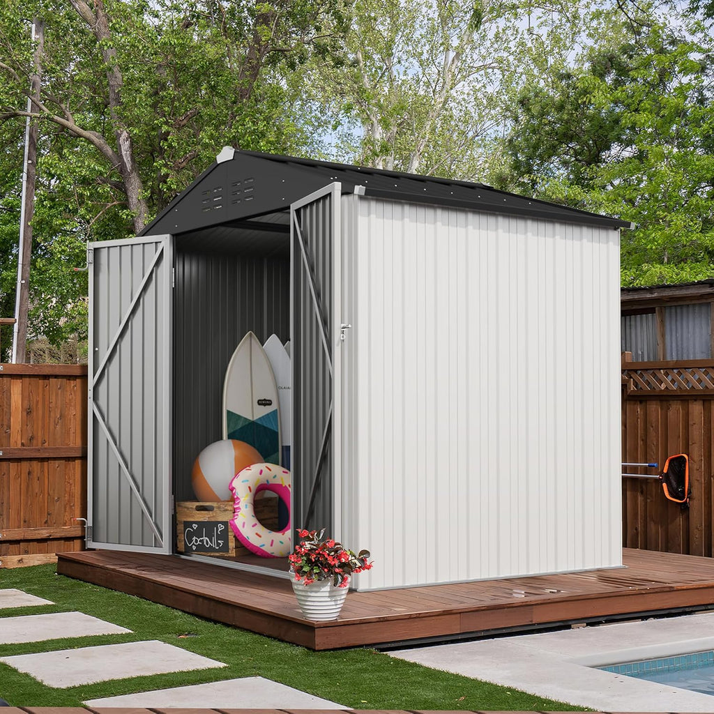 Devoko Outdoor Storage Shed Lockable Metal Garden Shed Steel Anti-Corrosion Storage House