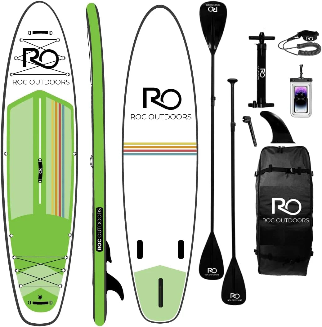 Roc Inflatable Stand Up Paddle Board 10' 6 with Premium SUP Paddle Board Accessories