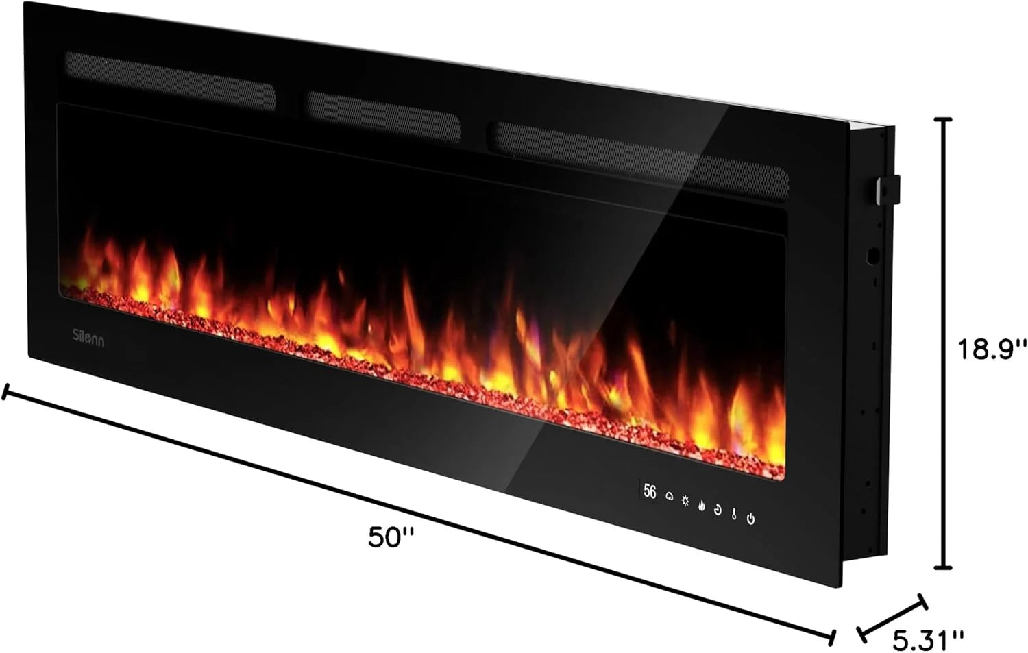 50 Smart Electric Fireplace 5300 BTU Heat Output, Ultra-Slim Wall-Mount or Built-In Electric Fireplace