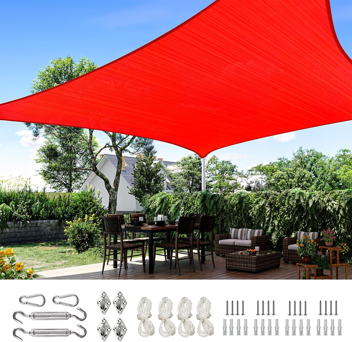 Quictent Sun Shade Sail for Patio, 185GSM Heavy Duty Rectangular Outdoor Sunshades UV Block Outside Canopy Cover for Backyard White and Grey Multi 20x26ft