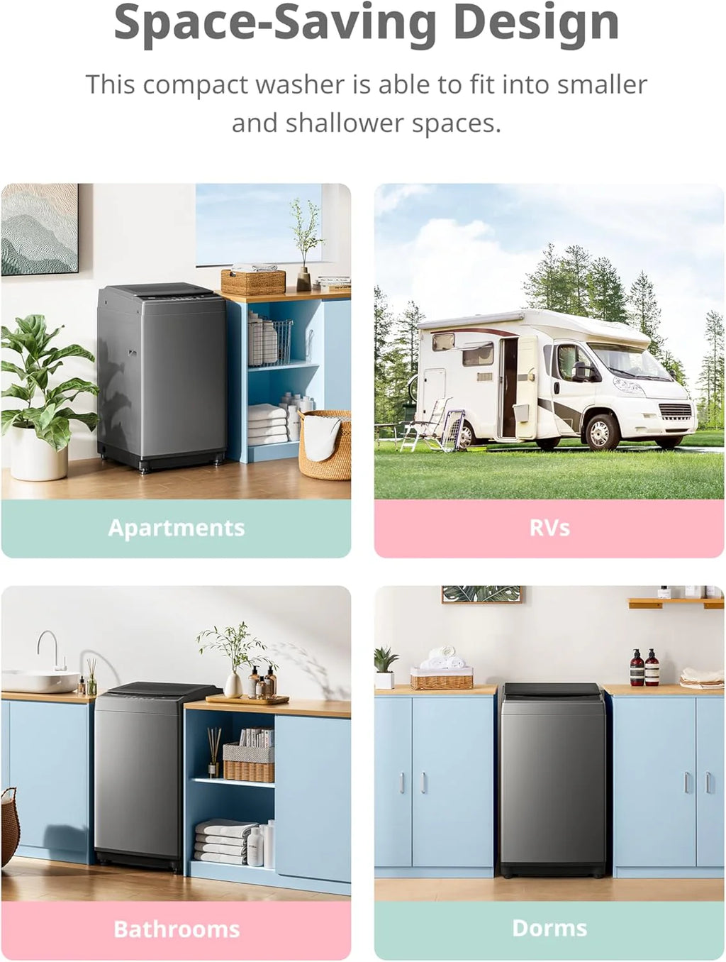 Comfee Portable Washing Machine, 0.9 cu.ft Compact Washer With LED Display, 5 Wash Cycles, 2 Built-in Rollers, Space Saving Full-Automatic Washer