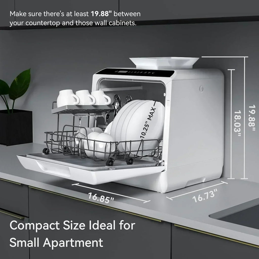 Hermitlux tabletop dishwasher 7 wash programs portable mini dishwasher