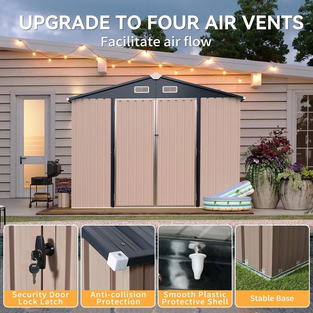 Aoxun 6.2x4 FT Shed Outdoor Storage Shed Metal Garden Shed Slooping Roof Tool Shed Bike Shed