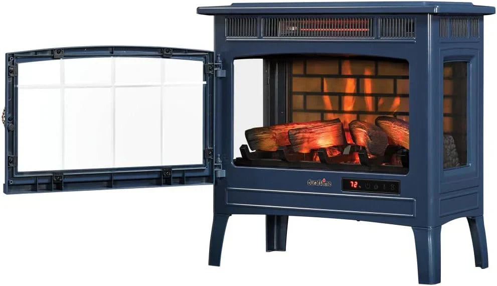 Freestanding Electric Fireplace Stove Heater with 3D Flame Effect for 1000 Sq. Ft