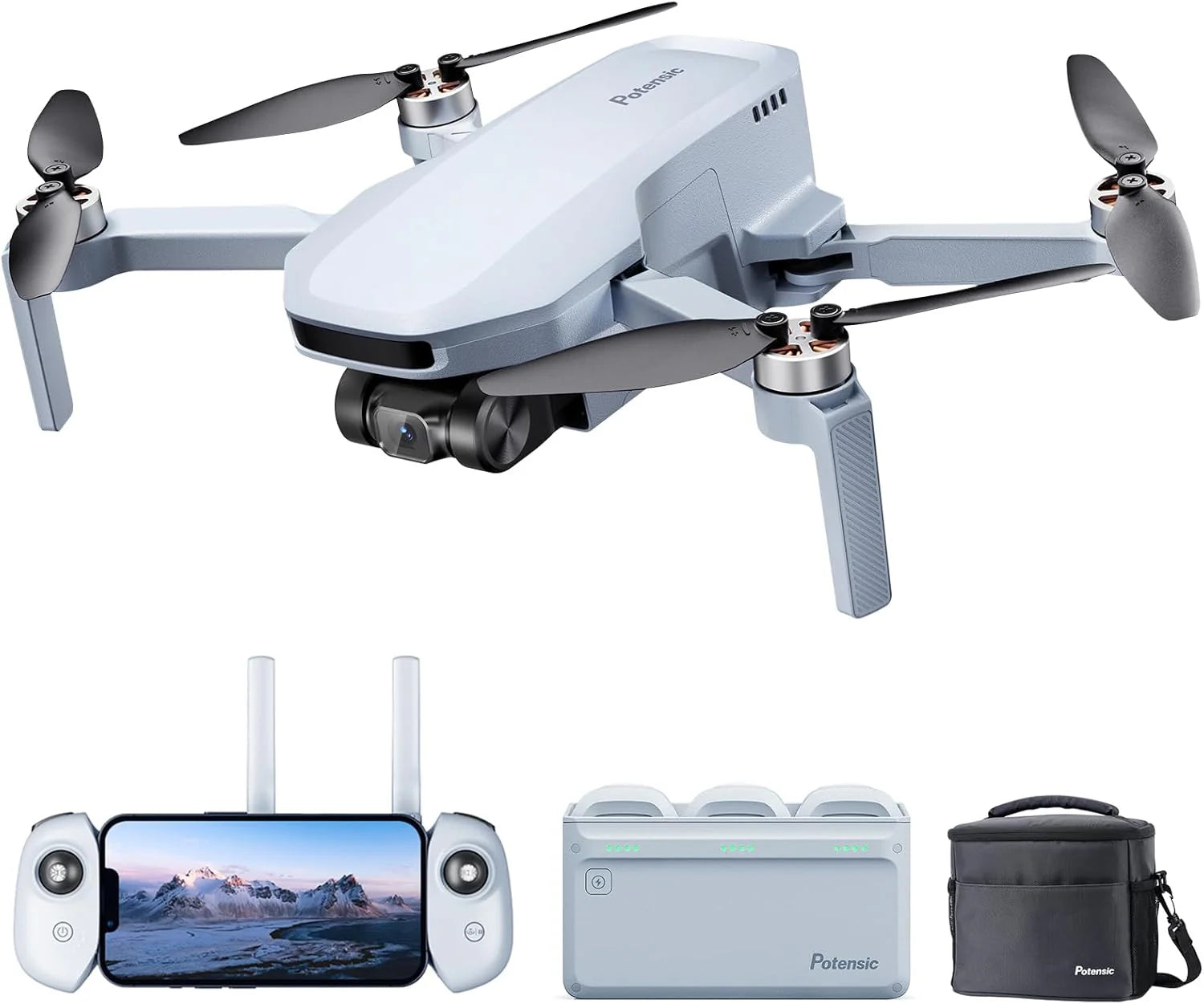 Potensic ATOM SE GPS Drone with 4K EIS Camera, Under 249g, 62 Mins Flight, 4KM FPV Transmission, Brushless Motor, Max Speed 16m/s, Auto Return, Lightweight and Foldable Drone for Adults Beginner