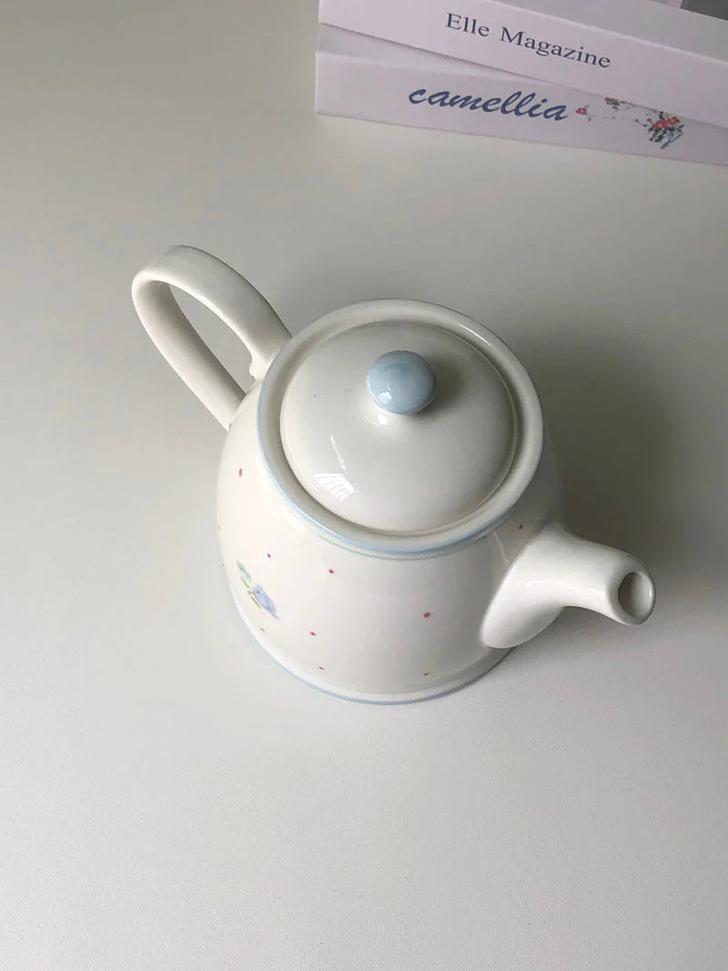 Hochwertiges europäisches Vintage-Teekannen- und Wasserkocher-Set aus Keramik, stilvoll für den Heimgebrauch