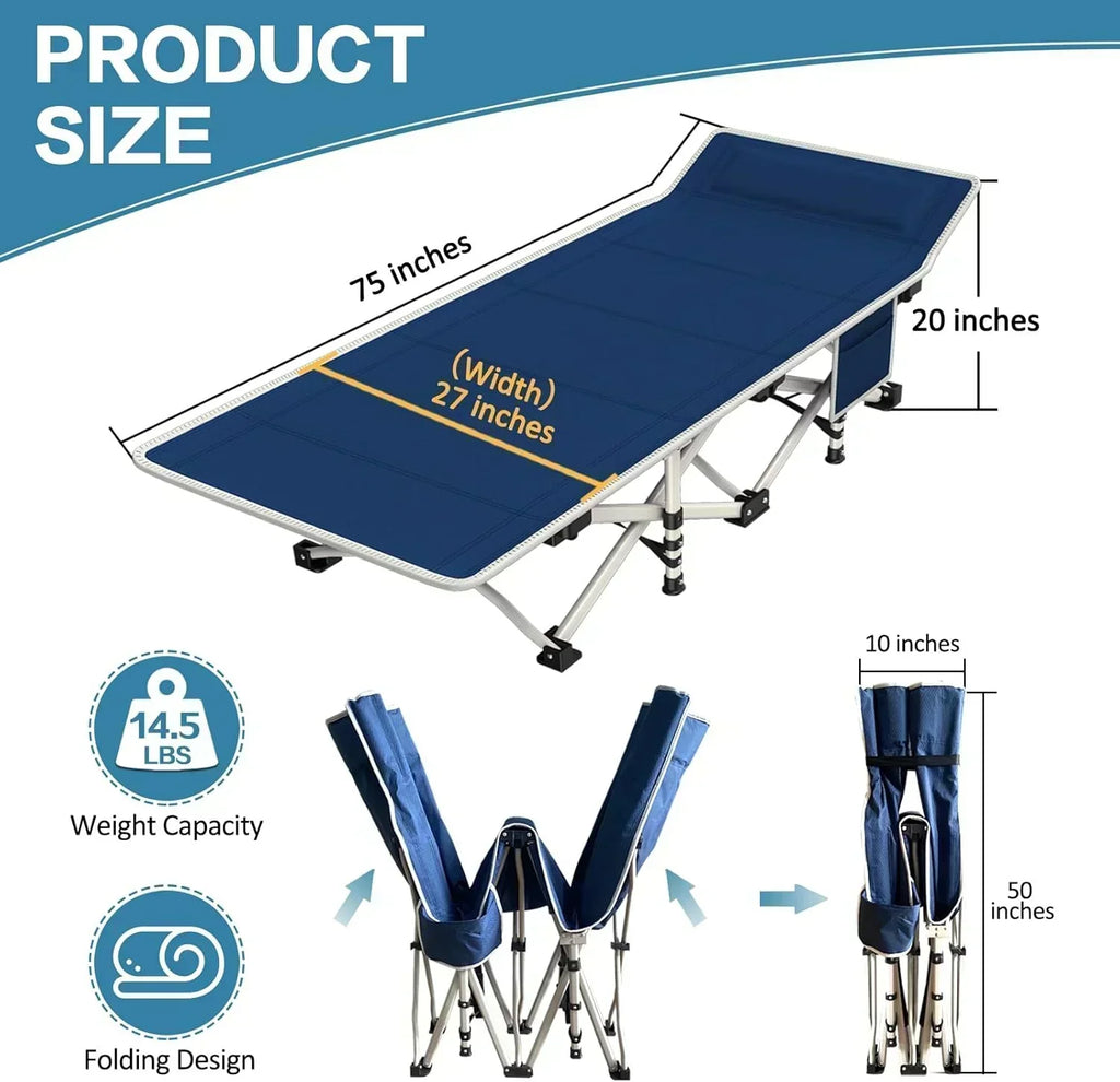 2-Pack Camping Cots with Mattress Comfortable Folding Bed Heavy Duty Baby Cot