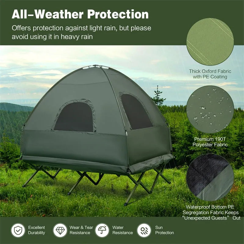 5-in-1 Tent Cot 2-Person Portable Outdoor Camping Tent Combo with Air Mattress Sleeping Bag