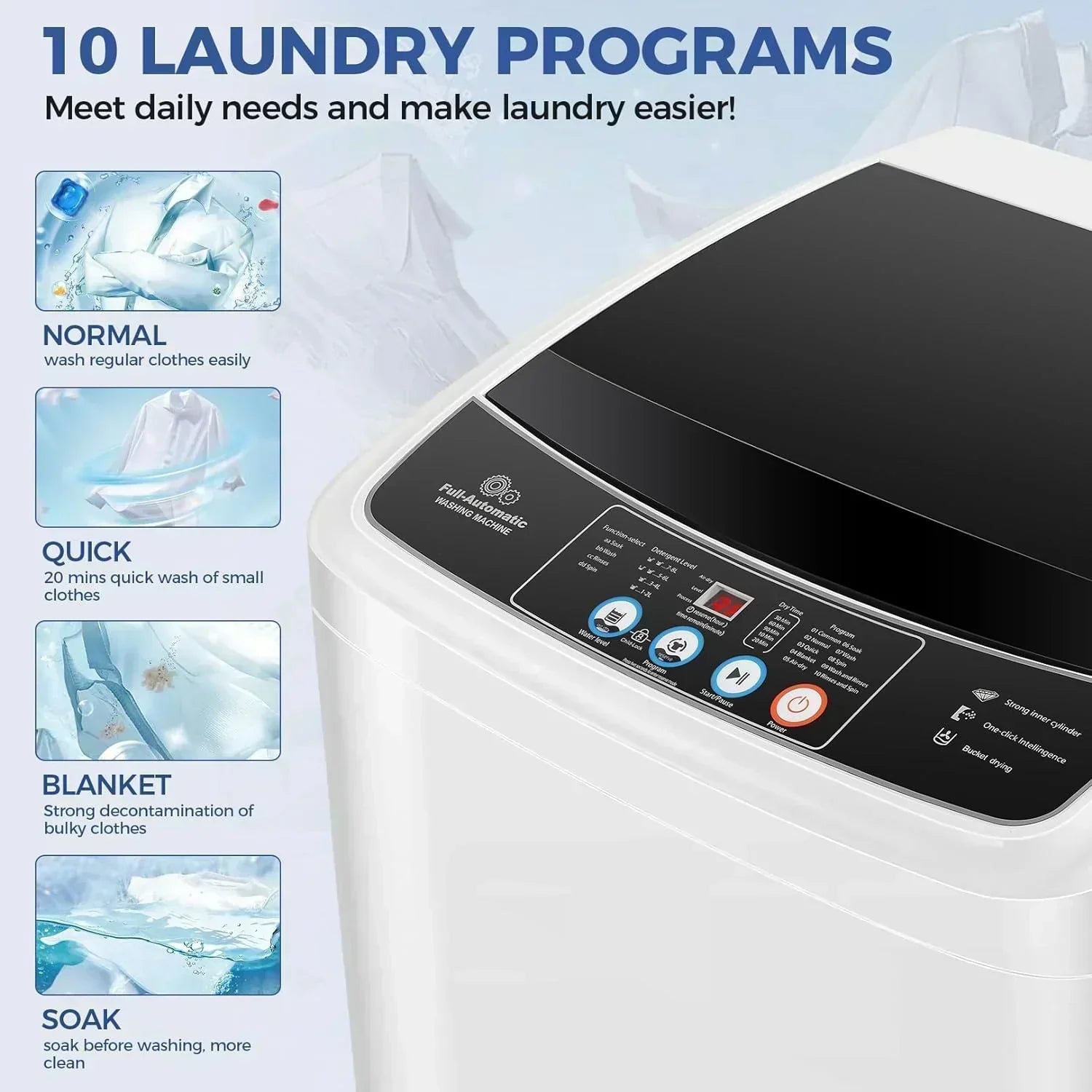 20Lbs Portable Washing Machine Nictemaw Portable Washer 2.8 Cu.ft Washer and Dryer Combo