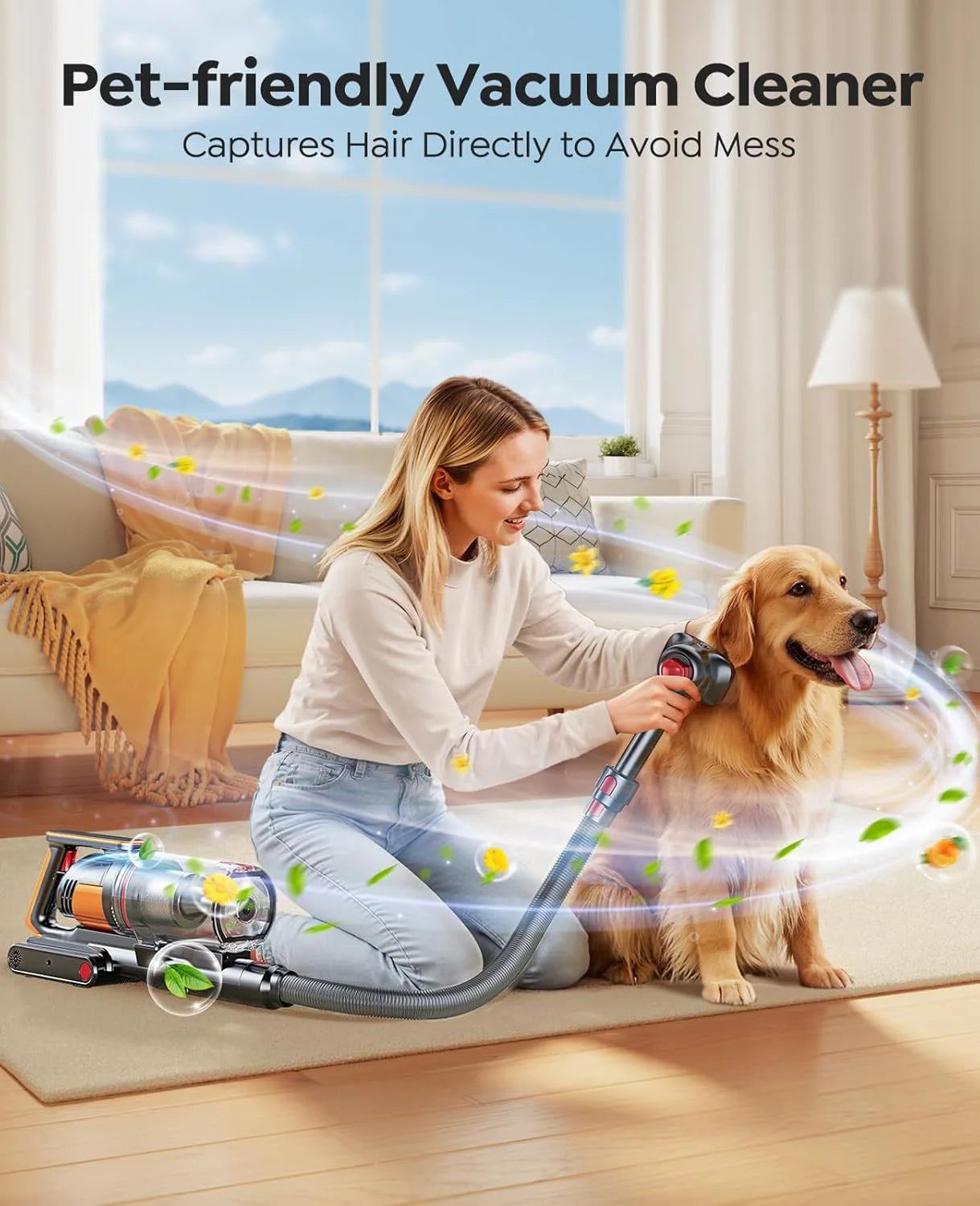 Cordless Vacuum Cleaner 55KPa 650W 70Mins Stick Vacuum Cleaners for Home with Pet Brush, 3.3Ft Hose, Wall Mount Charging, Auto Mode, Touchscreen, Self-Standing Vacuum for Pet Hair/Carpet/Car, Ultra10