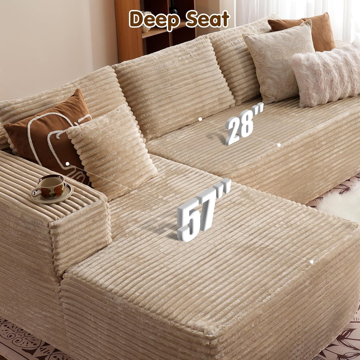 Ovios 104 Cloud Section Sofa L-shaped lounge chair, modern modular sofa
