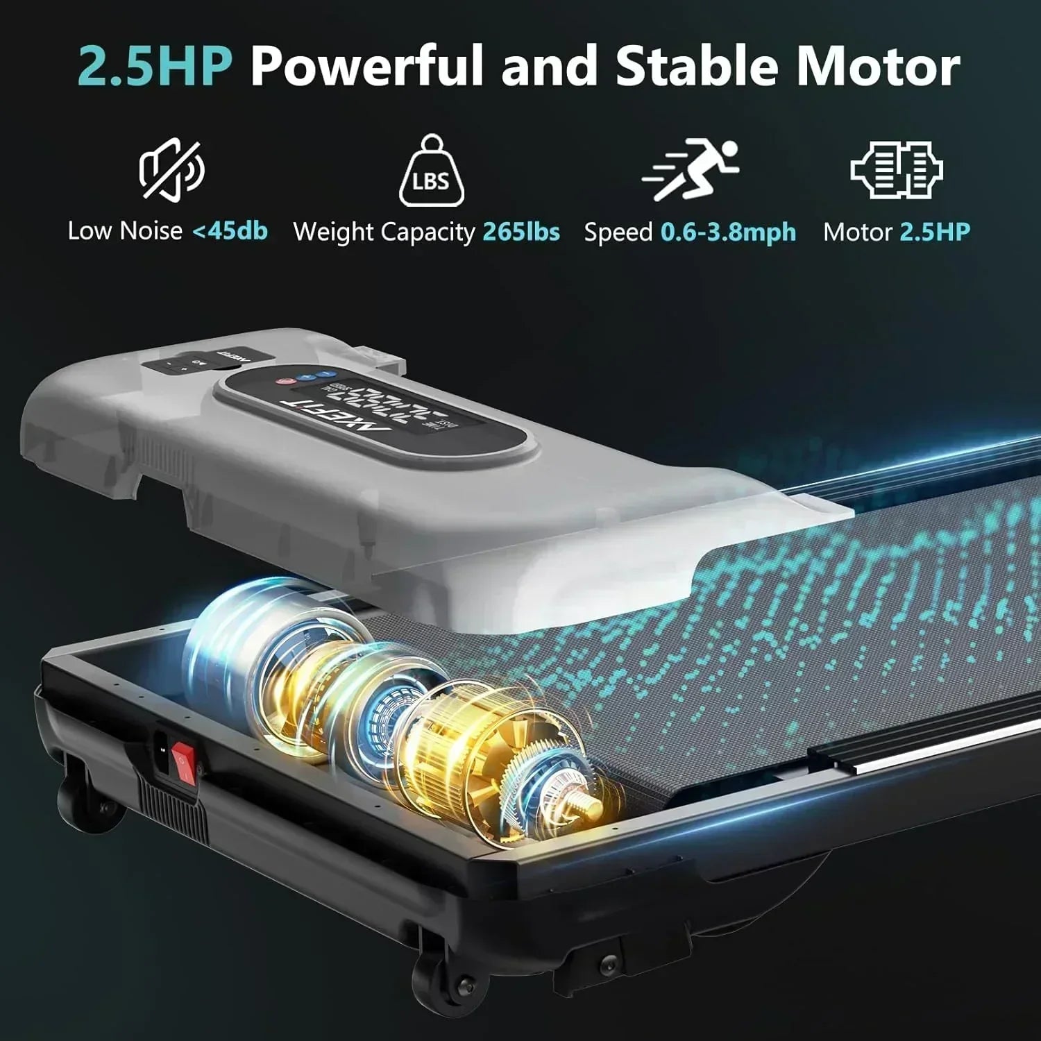 2.5 HP Portable Treadmill with Inclined Walking Pad Panel and Remote 4-in-1 Walking Treadmill