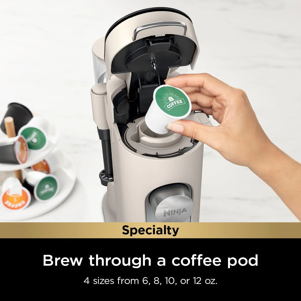 Ninja | Coffee Maker | Single Serve |Brew with Coffee Pods & Grounds| Compatible with K-Cup Coffee Pods | 4 Brew Styles, up to 24oz Cup Sizes & 56oz Removable Reservoir | Black | PB051