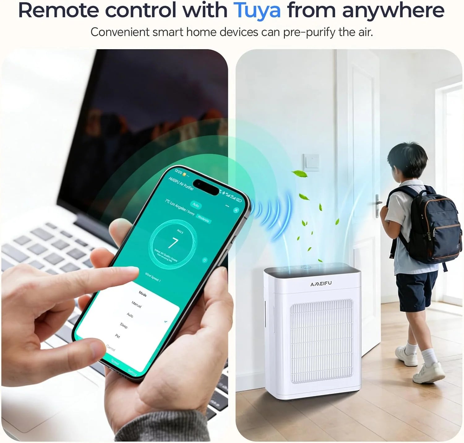 Air Purifiers for Home Large Room 3500 Ft2 with Washable Pre-filter, 3-Stage HEPA Double-Sided Air Purifier, Smart WiFi APP Control, Sleep Mode, PM2.5 Display Air Cleaner for Pets Hair, Dust, Smoke