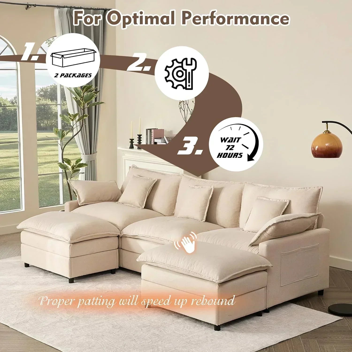 108 U-shaped sofa modular sofa three-seater comfortable cloud sofa