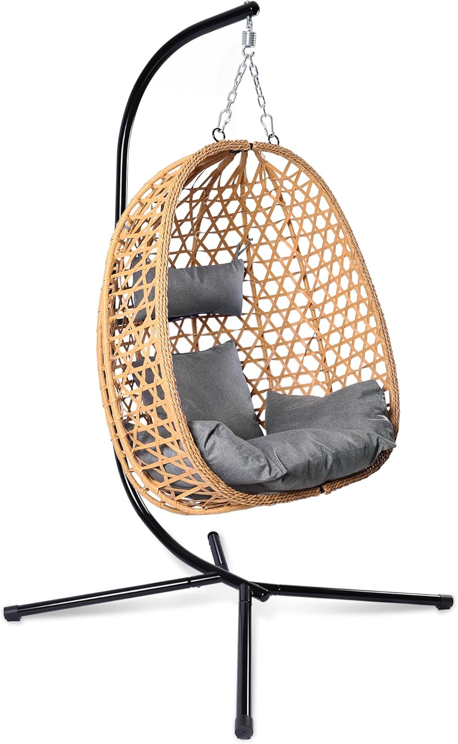 Egg Chair with Stand Patio Wicker Hanging Chair Hammock Swing Chair 350LBS Capacity for Bedroom