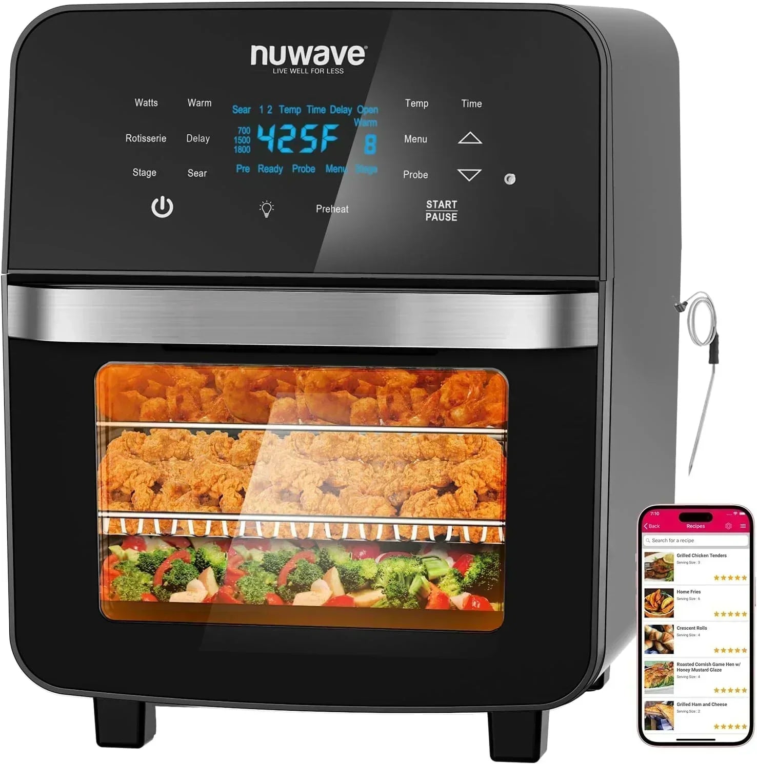 Nuwave Brio 15.5Qt Air Fryer Oven quickly reheats bakes and dehydrates food