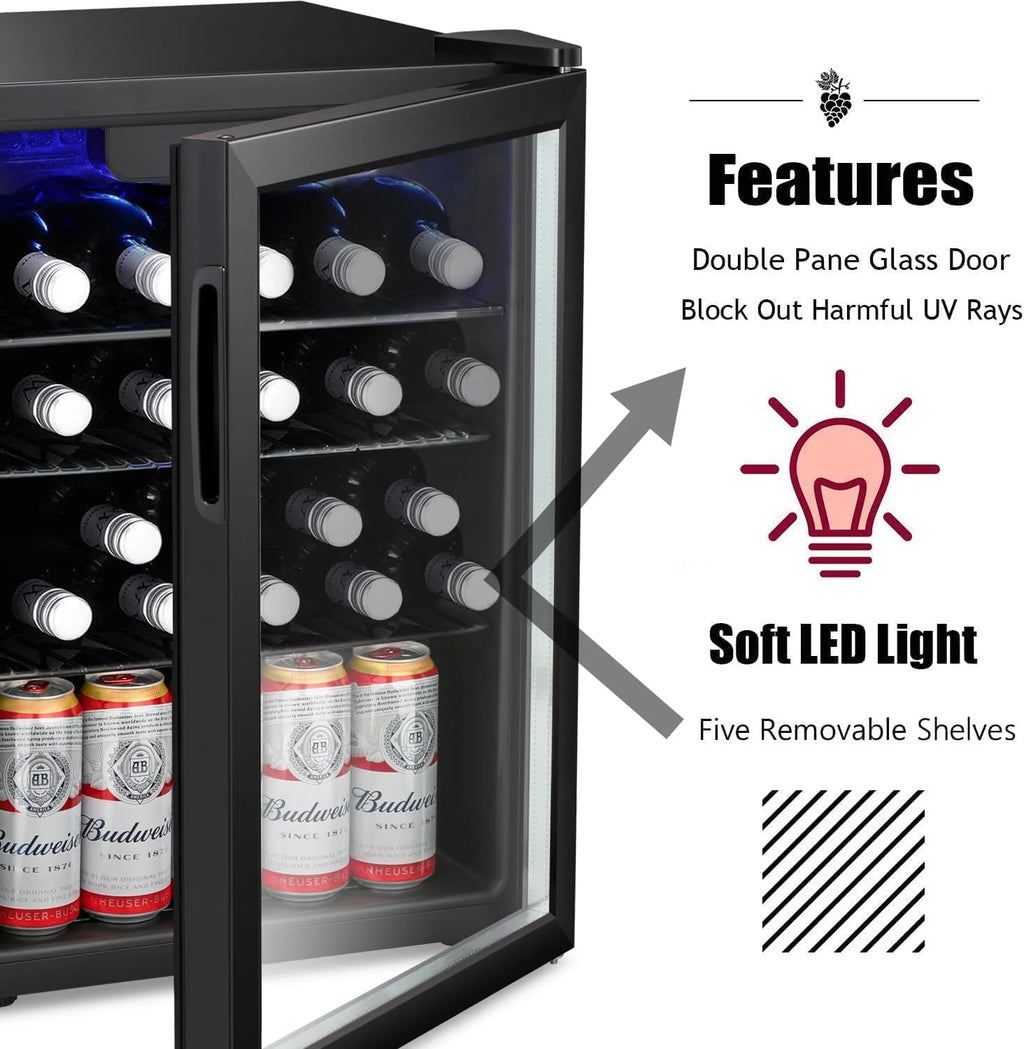 Antarctic Star 26 Bottle 130 Can Wine Cooler Cabinet Beverage Refrigerator Mini Wine Cellar