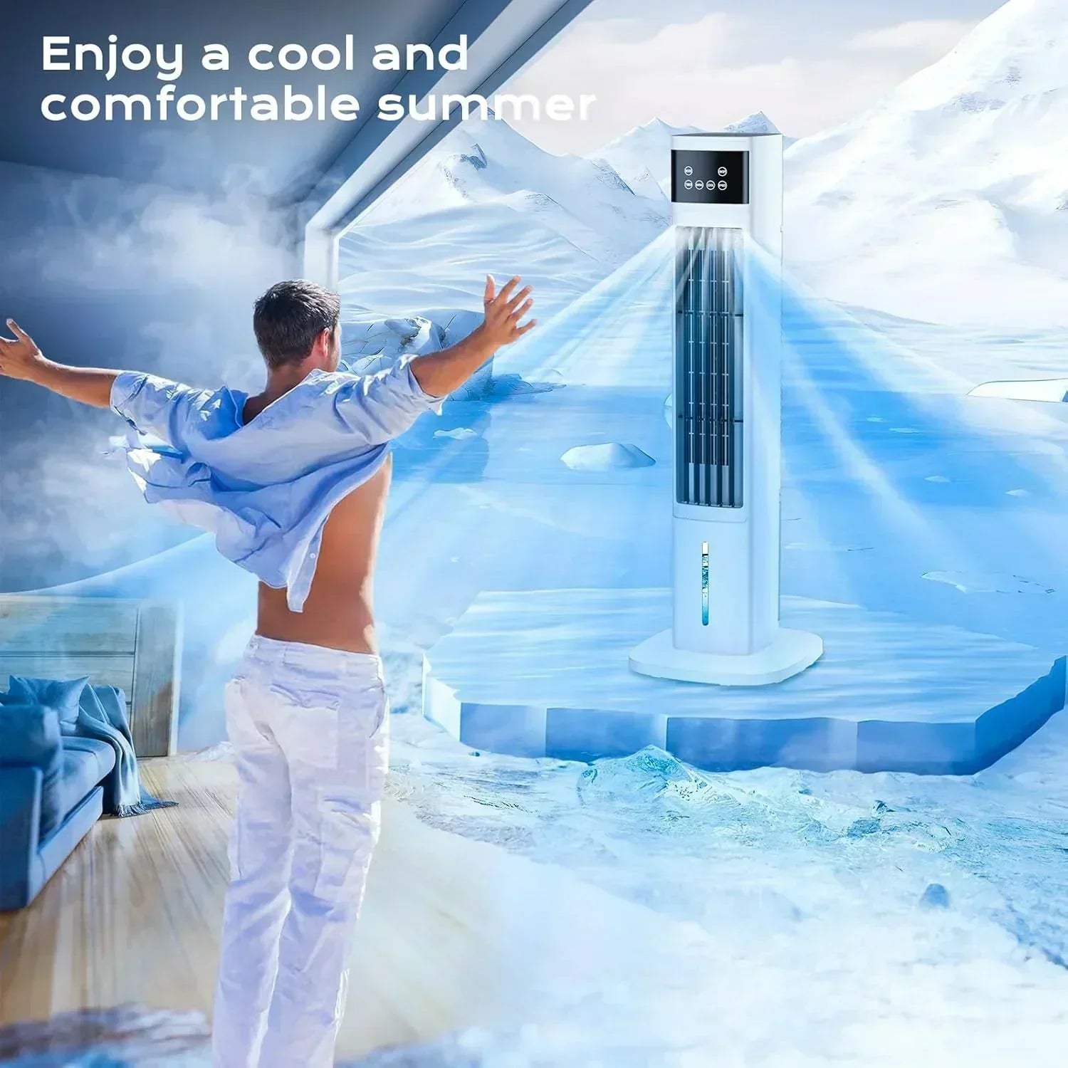 Evaporative Air Cooler 3-in-1 Portable Air Conditioners 4 Modes 3 Speeds Fast Cooling Portable