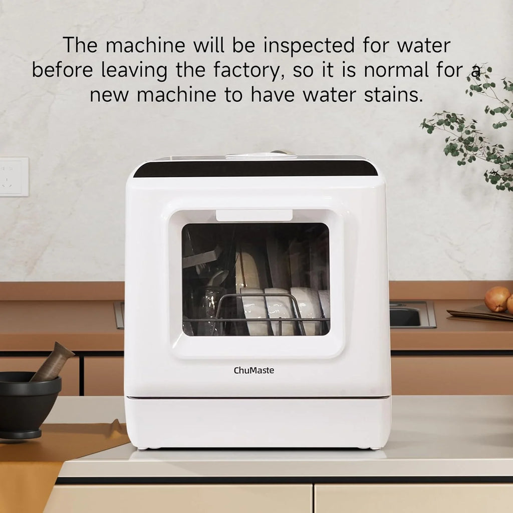 Mini countertop dishwasher. Compact dishwasher with drying function. Double spray arms. Portable countertop dishwasher