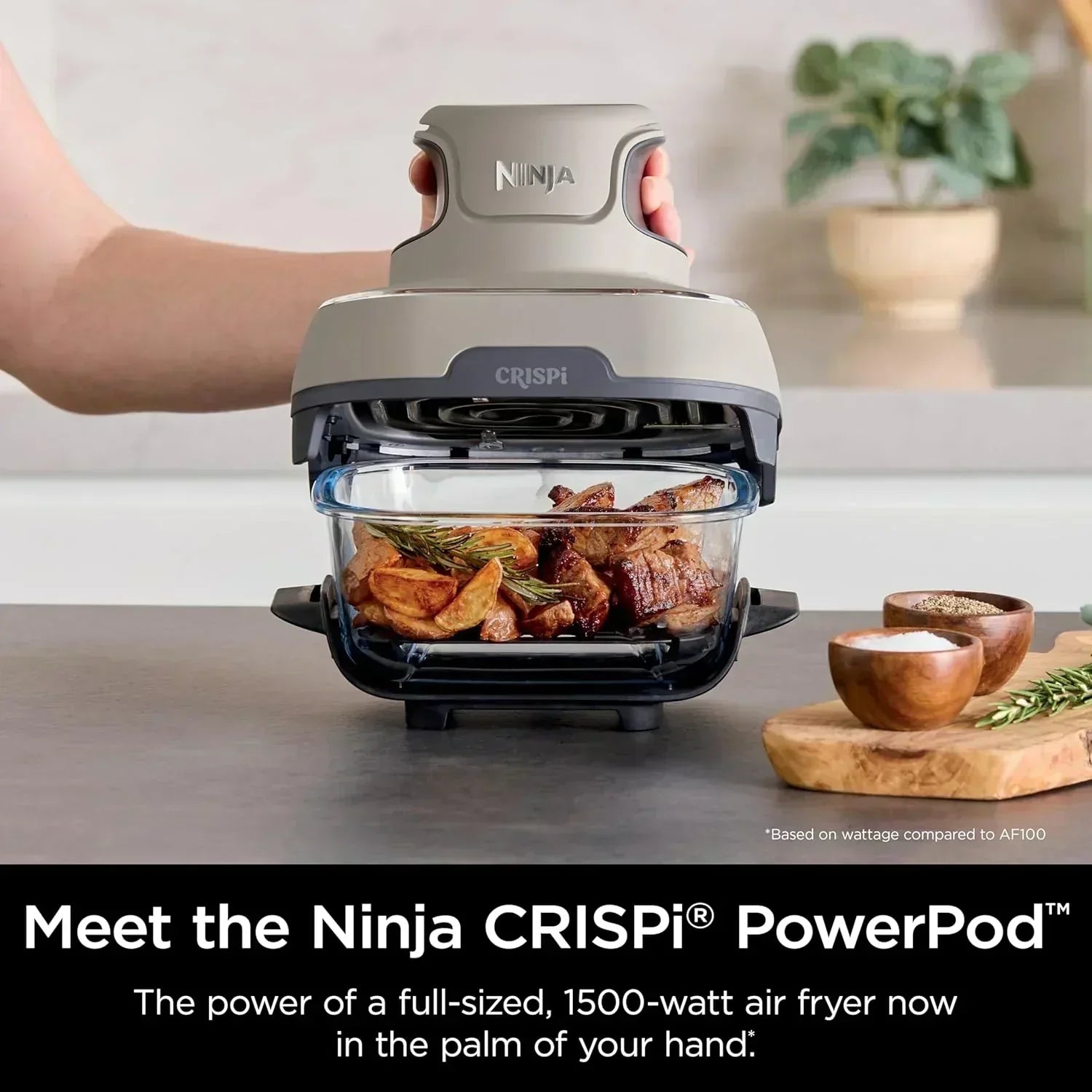 Ninja Crispi 4 in 1 Portable Glass Air Fryer Cooking System 4QT 6 Cup TempWare Glass Containers