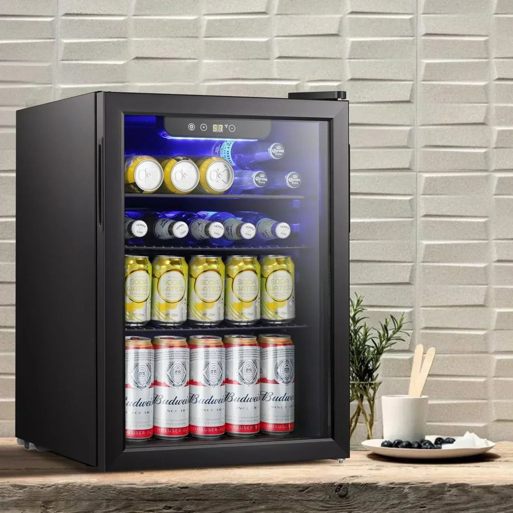Antarctic Star Beverage Refrigerator Cooler 68 Can Mini Fridge with Glass Door for Beer Drinks Wine