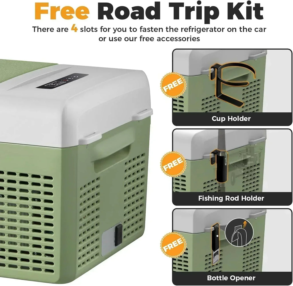 12V Refrigerator 21 Quart Portable Freezer 50 Hours Keep Cool Electric Cooler Car Refrigerator