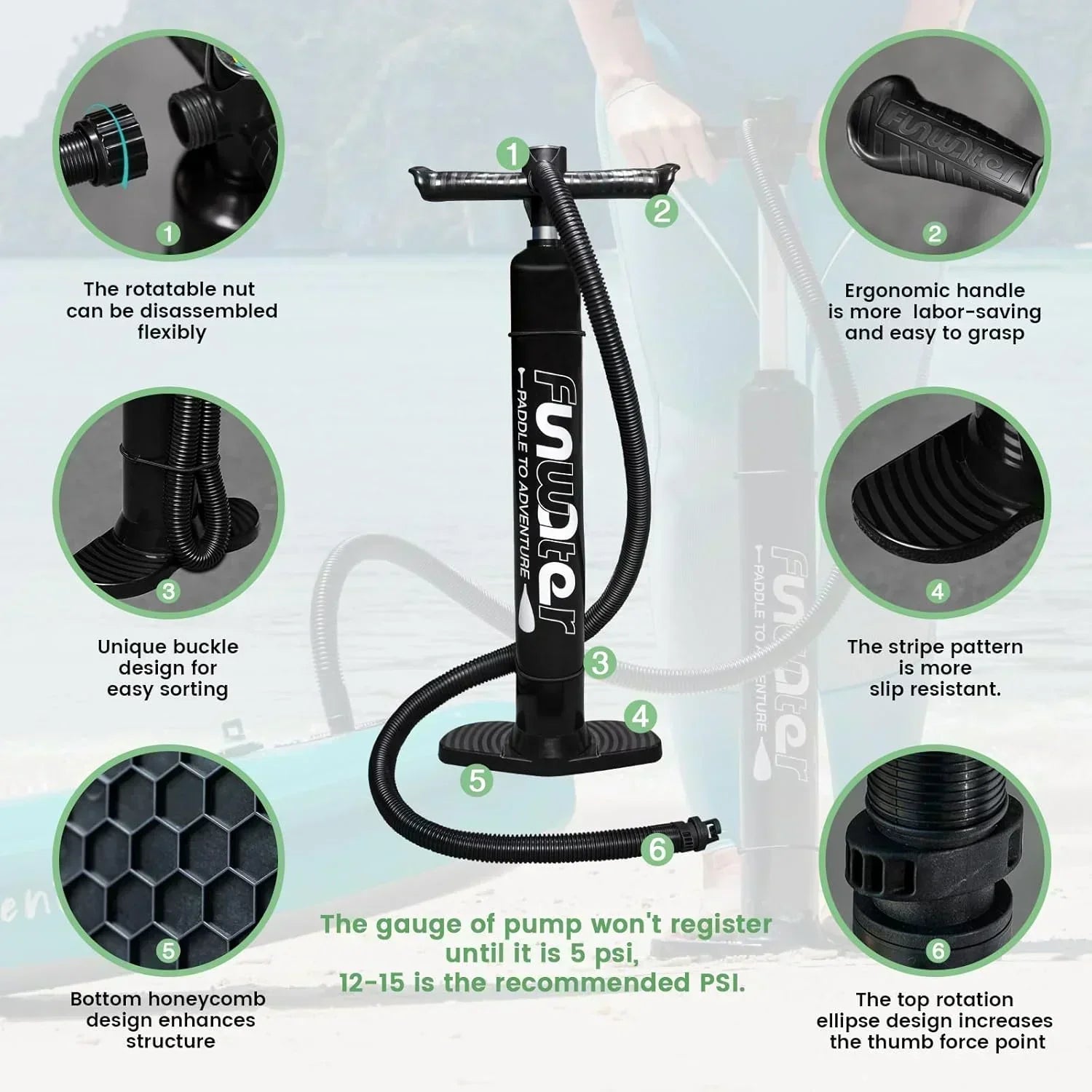FunWater Inflatable Stand Up Paddle Board Premium SUP Paddle Accessories EVA Deck